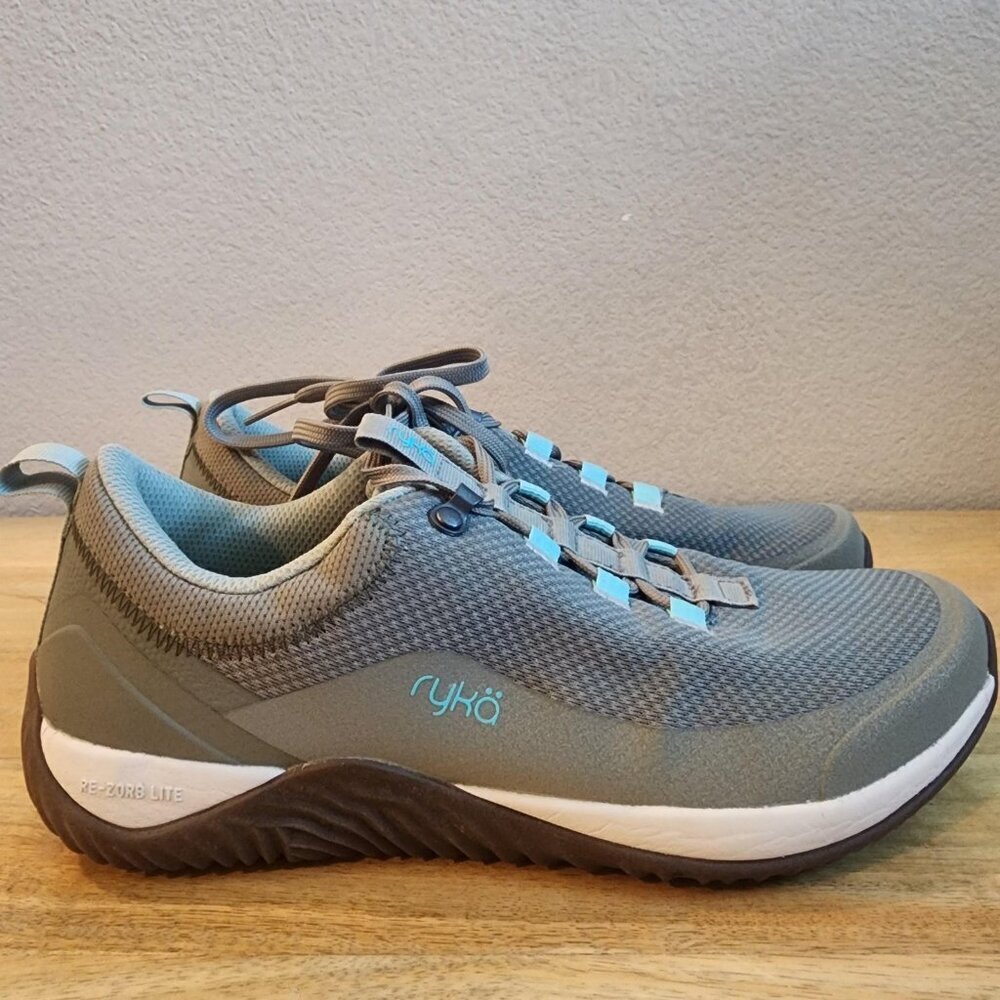 Ryka Shoes Womens Size 8.5 Wide Gray Blue Echo Low RE-ZORB Lite Walking Sneakers